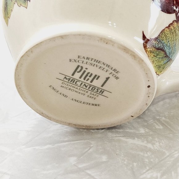 Pier 1 Macintosh Earthenware Creamer 12 oz pitcher 4" England apples cherries - Picture 6 of 11